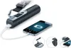 A digital luggage scale is shown charging a smartphone, with smaller inset images demonstrating its features. Anteprima dell’immagine prodotto
