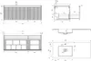 Technical drawings and dimensions of a bathroom vanity set. Produktbild-Vorschau