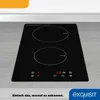 A black induction cooktop with two heating zones is shown on a countertop. Produktbild-Vorschau