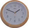 A close-up, front-facing view of a round wall clock with a wooden frame. Anteprima dell’immagine prodotto