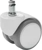 A close-up studio shot of a dual-wheel caster for furniture, with a metal stem for attachment. Produktbild-Vorschau