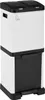 A white and black two-compartment trash can with a pedal at the bottom. Produktbild-Vorschau