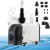 A submersible water pump with various attachments is shown against a white and blue water background. Produktbild-Vorschau