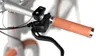 A close-up view of an electric bicycle's handlebars, showing the brake lever, grip, and control unit. Anteprima dell’immagine prodotto