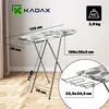 A KADAX ironing board is shown with dimensions and weight indicated. Podgląd zdjęcia produktu