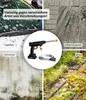 A collage of four images showing different types of dirt and grime, with a pressure washer in the center. The images depict bird droppings on a car, tire tracks in mud, mold on a wall, and moss on a surface. Produktbild-Vorschau