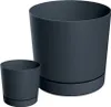 Blumentopf mit Untersetzer, Kunststoff, anthrazit, 11 cm, Produktbild-Vorschau 10