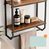 Relaxdays Wandplank, 2 planken, handdoekhouder, metaal & Productafbeelding-voorbeeld 7