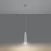 A white pendant light hangs from a ceiling against a gray background. Produktbild-Vorschau