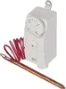 A white analog thermostat with a copper temperature probe and a coiled red wire, shown against a white background. Podgląd zdjęcia produktu