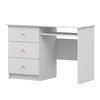 A white desk with three drawers and a shelf. Produktbild-Vorschau