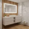 A modern bathroom vanity with a sink and mirror. Anteprima dell’immagine prodotto