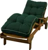 A green cushioned chaise lounge chair made of wood, shown on a white background. Produktbild-Vorschau