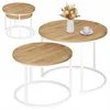 2er Set Couchtische rund – Weiß / Holzoptik Craft – Nesting Produktbild-Vorschau 5
