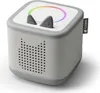 A gray and white Toniebox starter set with a rainbow light ring and cat ears. Náhled obrázku produktu