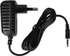 A black power adapter with a coiled black cable and a 3.5mm jack connector. Produktbild-Vorschau