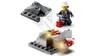 A LEGO minifigure is shown interacting with a LEGO construction set, demonstrating how a piece is added and a feature is activated. Produktbild-Vorschau