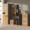 A modern hallway furniture set with a wardrobe, shoe cabinet, shoe bench, and wall-mounted coat rack. Náhled obrázku produktu