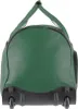 The bottom view of a green travel bag with black wheels. Produktbild-Vorschau
