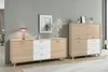 byLIVING Highboard BASTIAN / Eiche bianco, weiß / Griffe Produktbild-Vorschau 2