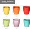 6er Kaffeebecher Set Uni bunt 350 ml ohne Henkel Produktbild-Vorschau 3