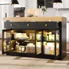 Uitbreidbare keukenbar met LED-verlichting, eettafel met 3 Productafbeelding-voorbeeld 4