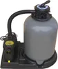 A sand filter system for a swimming pool, consisting of a pump and a large filter tank, shown on a black base. Produktbild-Vorschau