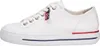 A white leather sneaker with red and blue accents. Produktbild-Vorschau