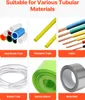 A collage of different tubular materials, likely showcasing the versatility of a cutting machine. Produktbild-Vorschau