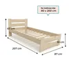 Massivholzbett 80x200 cm – Einzelbett aus Kiefernholz – Produktbild-Vorschau 4