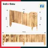 A diagram showing two views of a wooden roll border with dimensions and branding. Produktbild-Vorschau
