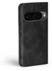 A black flip case for a Google Pixel phone is shown from the side. Produktbild-Vorschau