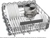 A dishwasher rack filled with plates and a pot. Produktbild-Vorschau