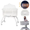 A collage of images showcasing a baby bassinet with various features and a woman interacting with it. Anteprima dell’immagine prodotto