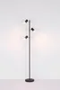 A black floor lamp with three adjustable spotlights against a white wall. Podgląd zdjęcia produktu