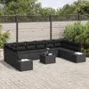 vidaXL Gartensofa-set mit Kissen 10 pcs Schwarz Polyrattan Produktbild-Vorschau 3