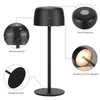 A black LED table lamp with various features highlighted through close-up insets and text labels. Produktbild-Vorschau