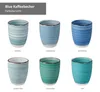 6er Kaffeebecher Set Blue 300ml ohne Henkel Trinkbecher Tee Produktbild-Vorschau 3