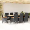 vidaXL 9-dielny záhradný jedálenský set s vankúšmi Black Náhľad obrázku produktu 2