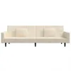 Schlafsofa 2-Sitzer mit 2 Kissen Creme Samt Produktbild-Vorschau 3