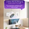 A product image showing a white fan mounted on a wall above a stove, with steam rising from a pot on the stove. Produktbild-Vorschau