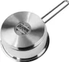 The bottom of a stainless steel pot with a handle is shown against a white background. Produktbild-Vorschau