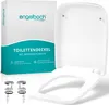 A white toilet seat lid and packaging for a toilet seat lid are shown. Produktbild-Vorschau