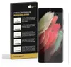 A product box with installation instructions for a hydrogel screen protector, next to a smartphone with the screen protector applied. Produktbild-Vorschau
