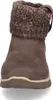 A close-up front view of a brown boot with a knitted cuff. Voir les images du produit
