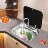 Klappbares Edelstahl Wohnmobil Waschbecken mit Glasdeckel, Produktbild-Vorschau 4