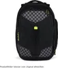 A black satch backpack with a checkered pattern on a white background. Podgląd zdjęcia produktu