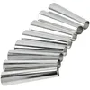 A set of shiny, silver, cone-shaped baking molds arranged in a staggered row against a white background. Podgląd zdjęcia produktu