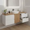 RODAN | Waschbeckenunterschrank - Weiß und Braun - 160 cm - Produktbild-Vorschau 3