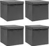 vidaXL Úložné boxy s vekom 4 ks. Sivé 32x32x32 cm Látkové Náhľad obrázku produktu 6